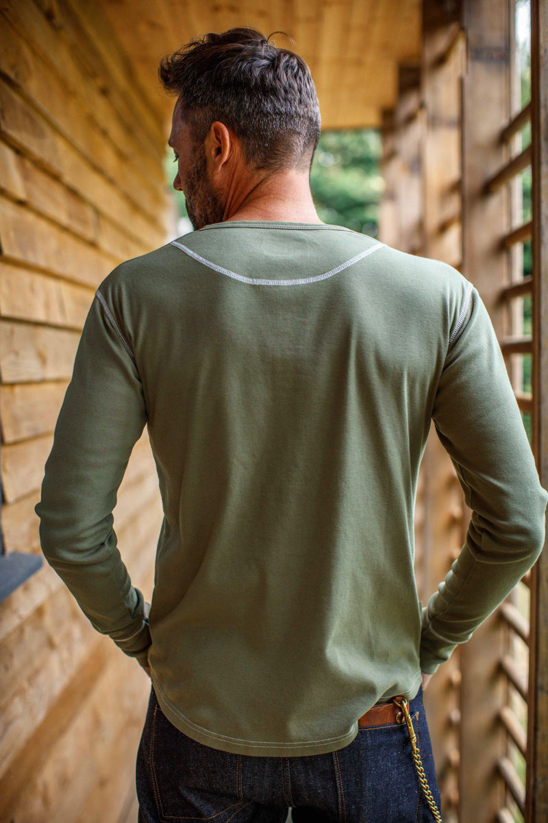 Olive green sales henley t shirt